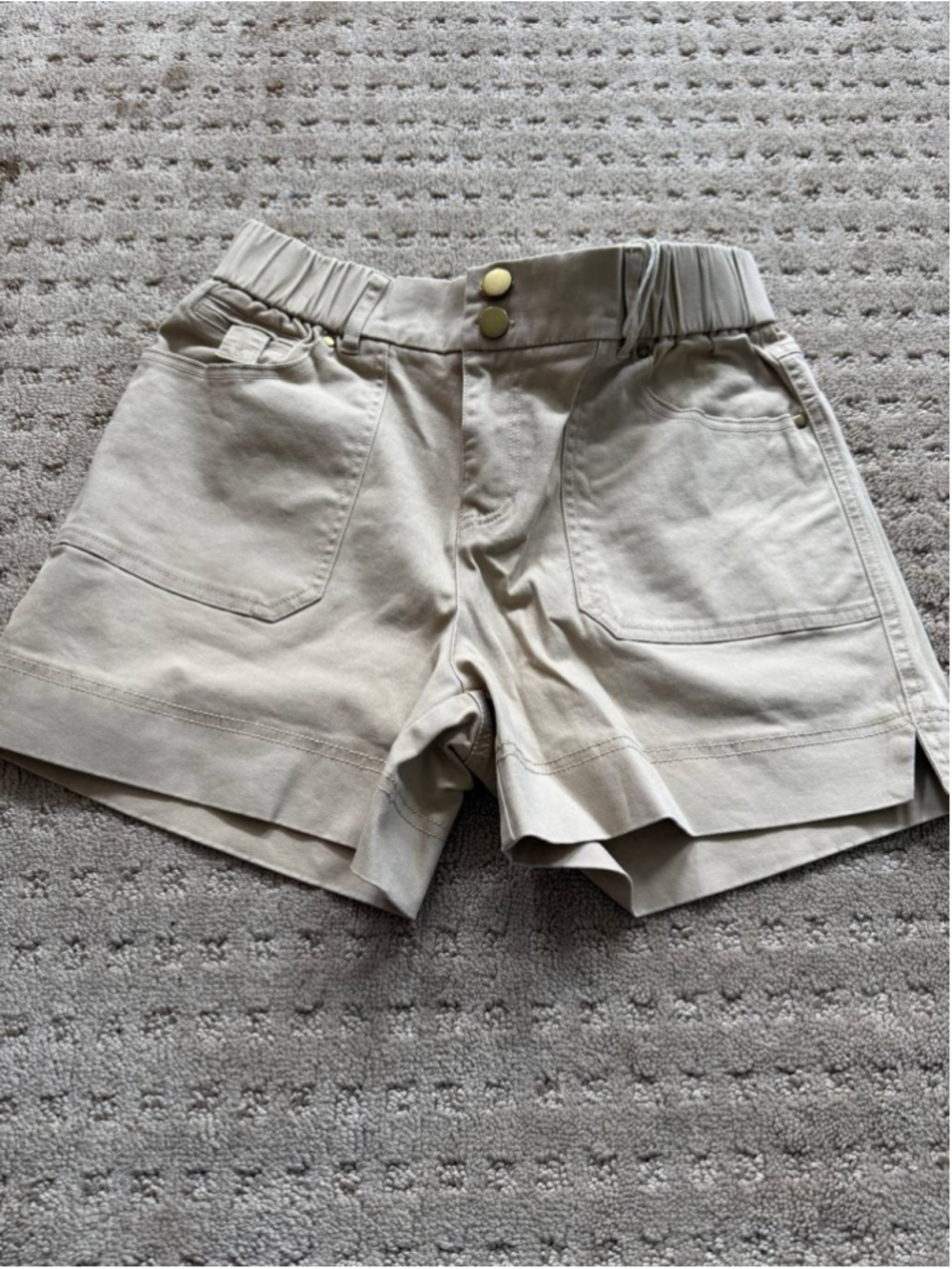 Flamingals Women's Mid Waist Solid Split Side Flap Pocket Casual Shorts S - Picture 3 of 6